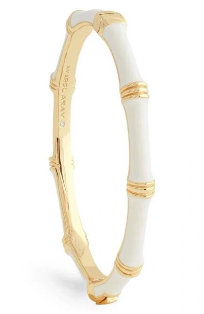 Anabel Aram Jewelry Bamboo Texture Enameled Bangle In White