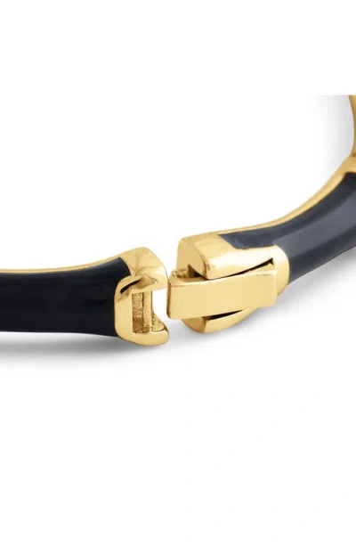 Anabel Aram Jewelry Bamboo Texture Enameled Bangle In Black