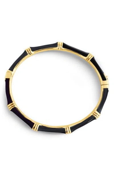 Anabel Aram Jewelry Bamboo Texture Enameled Bangle In Black