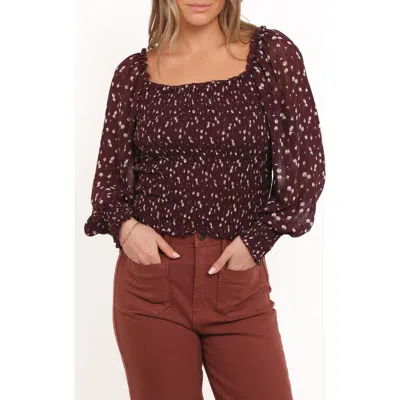 Petal And Pup Petal & Pup Greta Floral Smocked Top In Brown