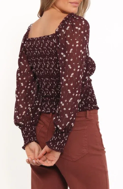 Petal And Pup Petal & Pup Greta Floral Smocked Top In Brown