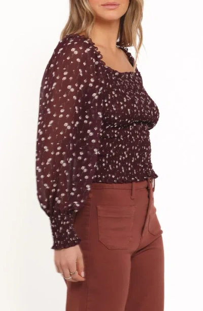 Petal And Pup Petal & Pup Greta Floral Smocked Top In Brown