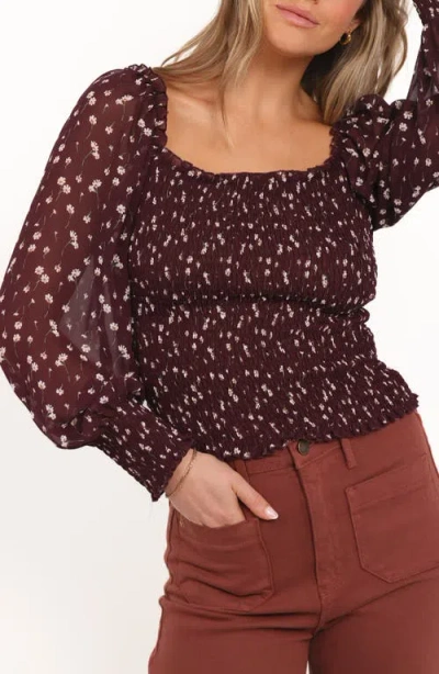 Petal And Pup Petal & Pup Greta Floral Smocked Top In Brown