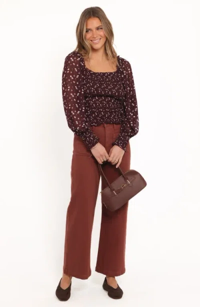 Petal And Pup Petal & Pup Greta Floral Smocked Top In Brown