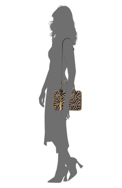 Vince Camuto Zhury Zebra Stripe Fringe Trim Tote In Brown