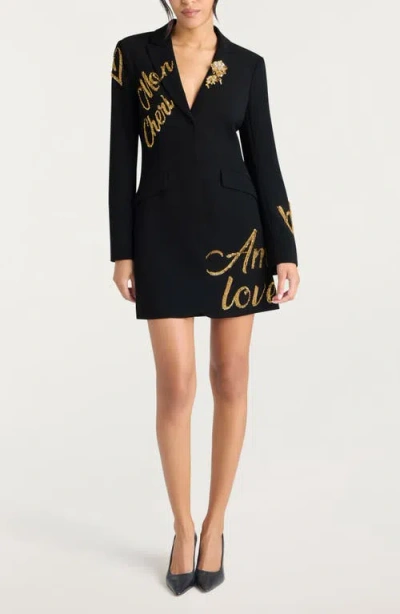 Cinq À Sept Crushed Sequin Long Sleeve Coat Dress In Multi