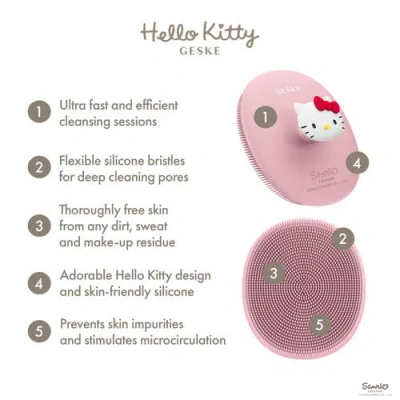 Geske Hello Kitty Smartappguided Facial Brush With Handle | 3 In 1 - Hello Kitty Pink In Pink