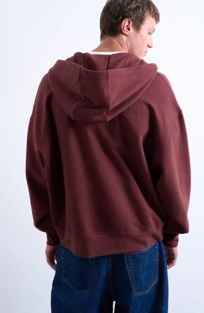 Topman Oversize Zip Hoodie In Brown