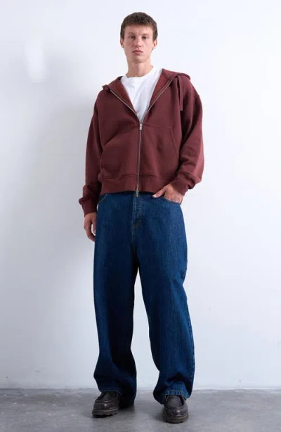 Topman Oversize Zip Hoodie In Brown