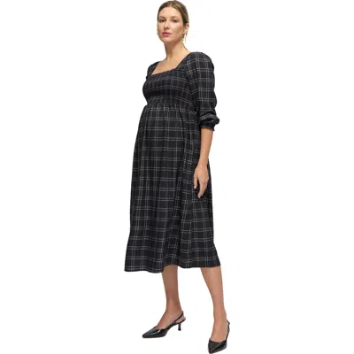 Ingrid & Isabel Maternity Ruffle Sleeve Midi Dress In Black