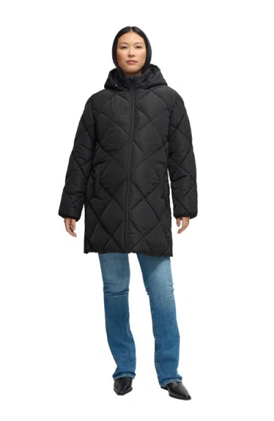 Ingrid & Isabel Longline Puffer With Insert In Black