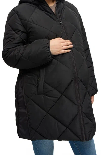 Ingrid & Isabel Longline Puffer With Insert In Black