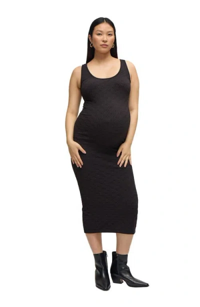 Ingrid & Isabel Maternity Sleeveless Seamless Midi Dress In Black