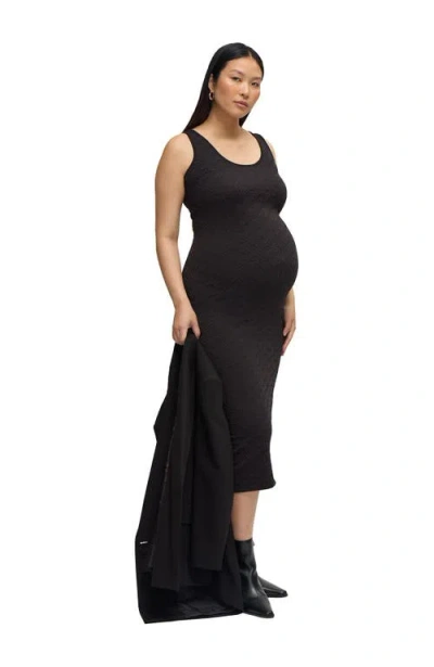 Ingrid & Isabel Maternity Sleeveless Seamless Midi Dress In Black
