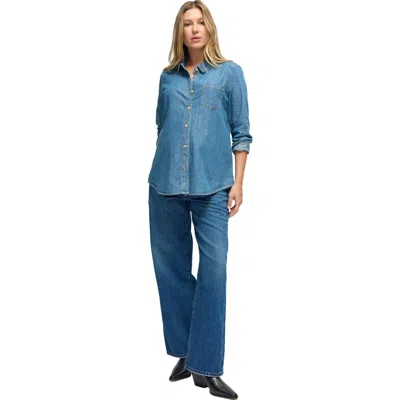 Ingrid & Isabel Maternity Denim Button Down In Blue