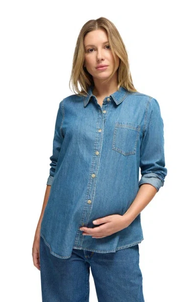Ingrid & Isabel Maternity Denim Button Down In Blue