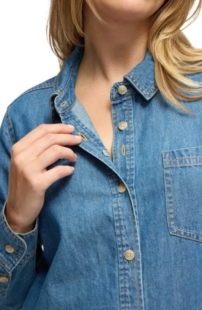 Ingrid & Isabel Maternity Denim Button Down In Blue