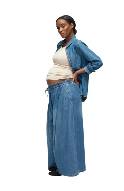 Ingrid & Isabel Maternity Loose Soft Denim Pant In Blue