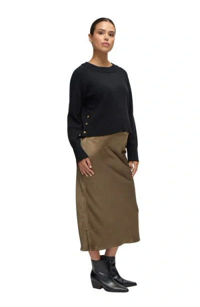 Ingrid & Isabel Crop Mock Neck Maternity Sweater In Black