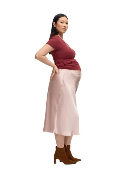 Ingrid & Isabel Maternity Satin Bias Skirt In Pink