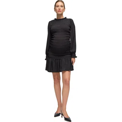 Ingrid & Isabel Short Smocked Occasion Maternity Dress In Black