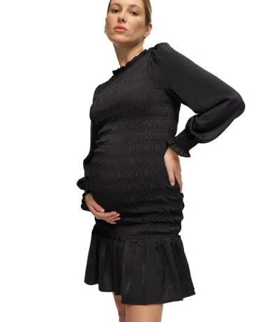 Ingrid & Isabel Short Smocked Occasion Maternity Dress In Black