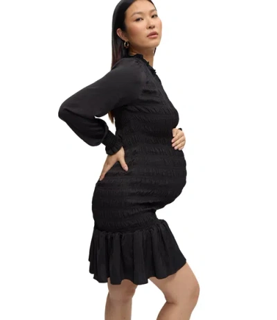 Ingrid & Isabel Short Smocked Occasion Maternity Dress In Black