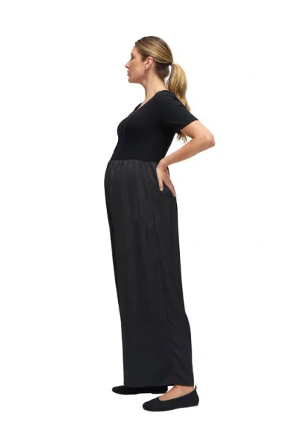 Ingrid & Isabel Mix Media Maternity  Jumpsuit In Black