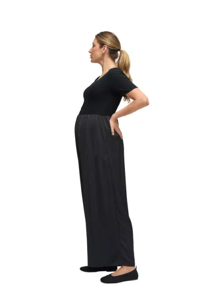 Ingrid & Isabel Mix Media Maternity  Jumpsuit In Black