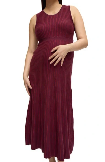 Ingrid & Isabel Maternity Striped Sleeveless Sweater Dress In Red