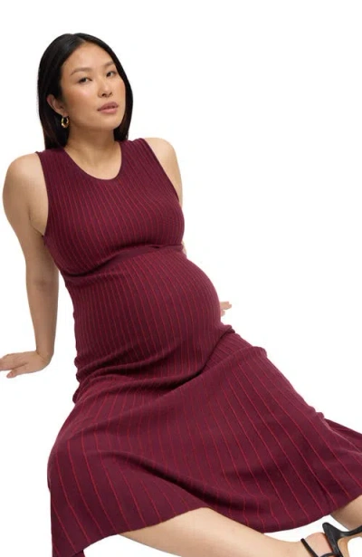 Ingrid & Isabel Maternity Striped Sleeveless Sweater Dress In Red
