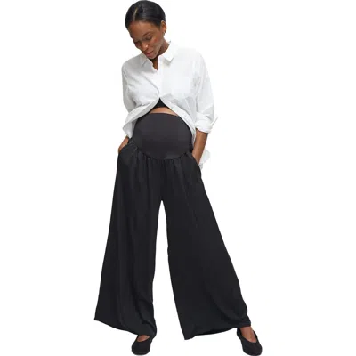 Ingrid & Isabel Flowy Woven Maternity Pant In Black
