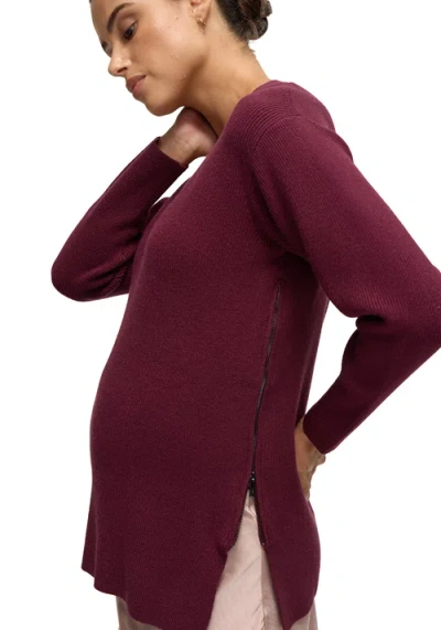 Ingrid & Isabel Side Zip Nursing Maternity Sweater In Pink