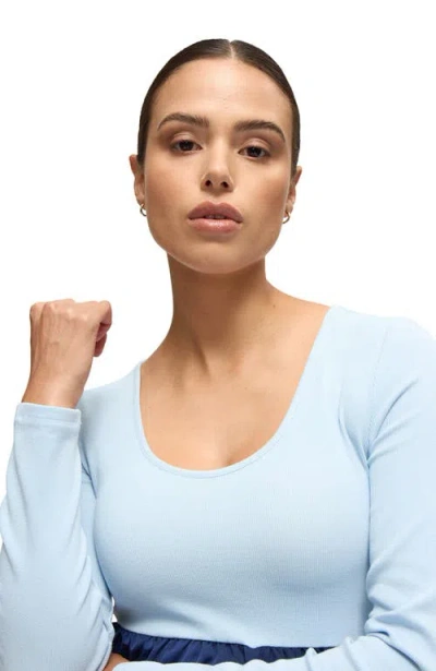 Ingrid & Isabel Mix Media Midi Maternity Dress In Blue