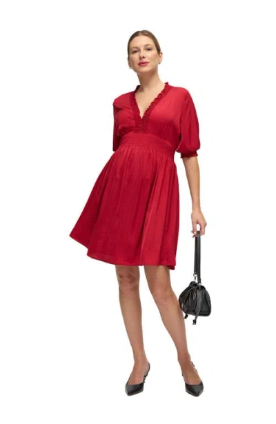 Ingrid & Isabel Deep V Short Maternity Dress In Red