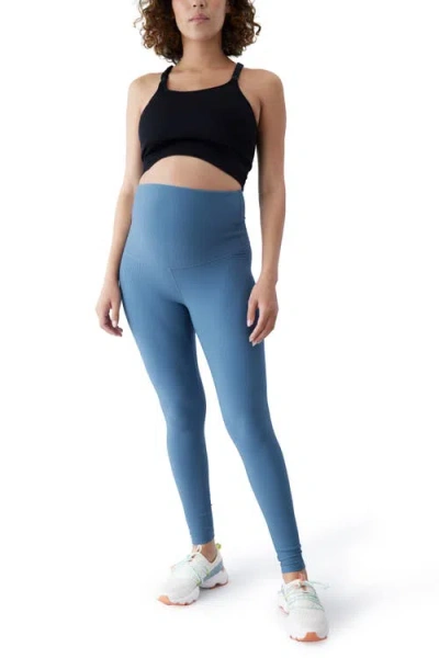 Ingrid & Isabel Maternity Ribbed Active Legging In Blue
