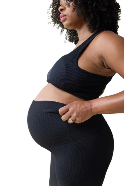 Ingrid & Isabel Maternity Ribbed Active Legging In Blue