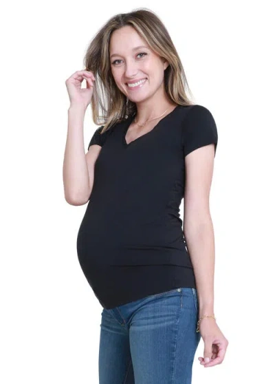 Ingrid & Isabel Maternity Basic Short Sleeve Vneck Tee In Black
