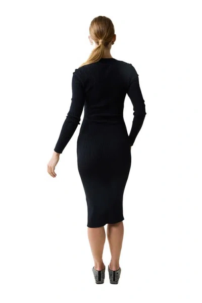 Ingrid & Isabel Maternity Button Front Sweater Dress In Black