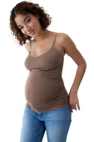 Ingrid & Isabel The Cool + Calm Cooling Seamless Maternity Cami In Brown
