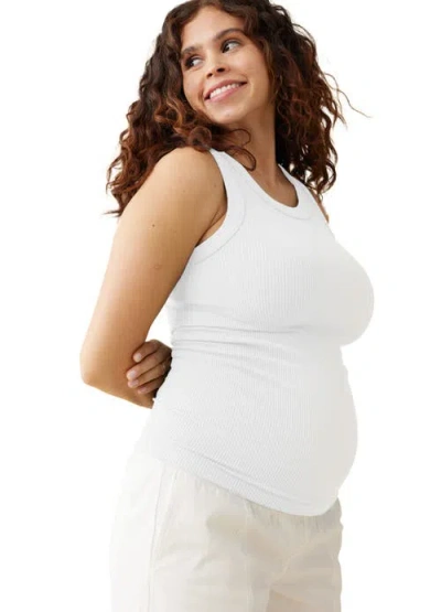 Ingrid & Isabel Seamless Maternity Rib Tank In White