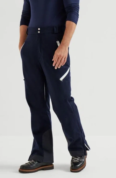 Brunello Cucinelli Mountain Padding Contrast Side-zip Trousers In Blue