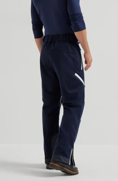 Brunello Cucinelli Mountain Padding Contrast Side-zip Trousers In Blue