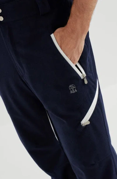 Brunello Cucinelli Mountain Padding Contrast Side-zip Trousers In Blue