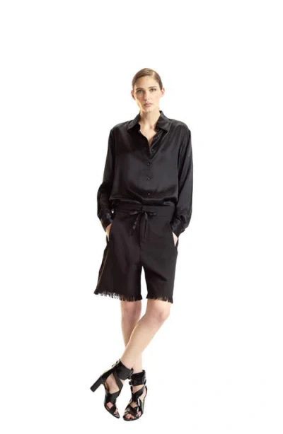 Cynthia Rowley Tuxedo Stripe Shorts In Black