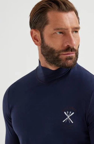 Brunello Cucinelli Print Turtleneck T-shirt In Blue