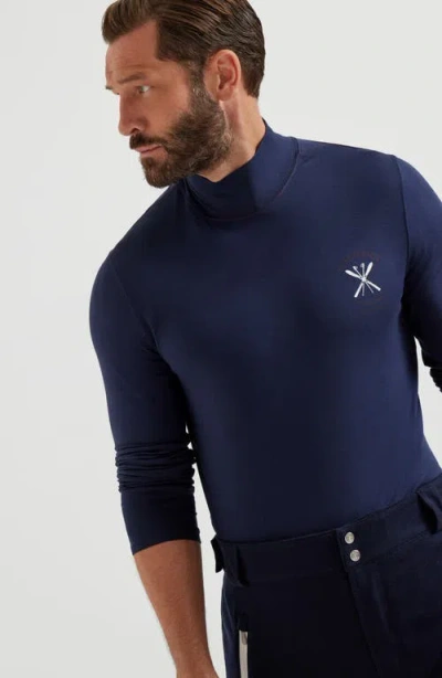 Brunello Cucinelli Print Turtleneck T-shirt In Blue