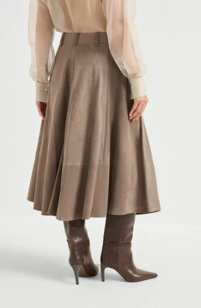 Brunello Cucinelli Suede Circle Skirt In Brown