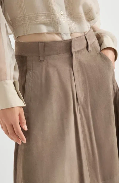 Brunello Cucinelli Suede Circle Skirt In Brown
