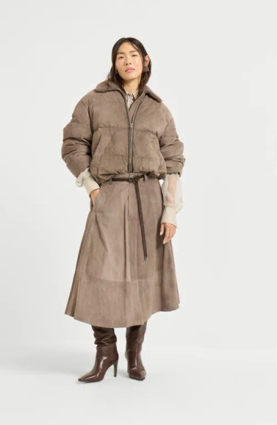 Brunello Cucinelli Suede Circle Skirt In Brown